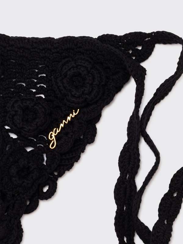 Ganni Head Scarf Crochet - Black