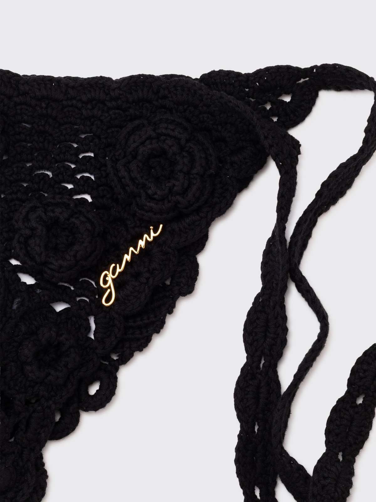 Ganni Head Scarf Crochet - Black - Image 3 of 3