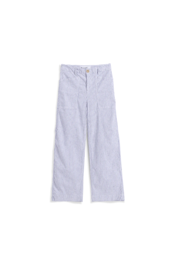 Frank & Eileen Limerick Wide Leg Carpenter Pant - Navy/White Stripe