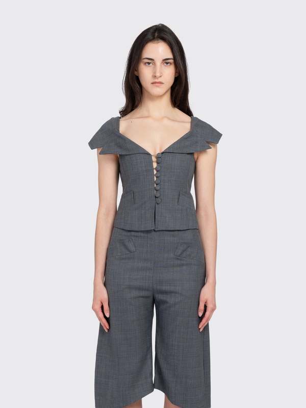 Ganni Wool Melange Suiting Vest - Phantom