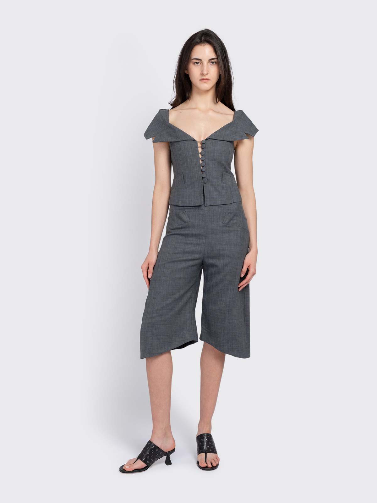 Ganni Wool Melange Suiting Vest - Phantom - Image 4 of 4