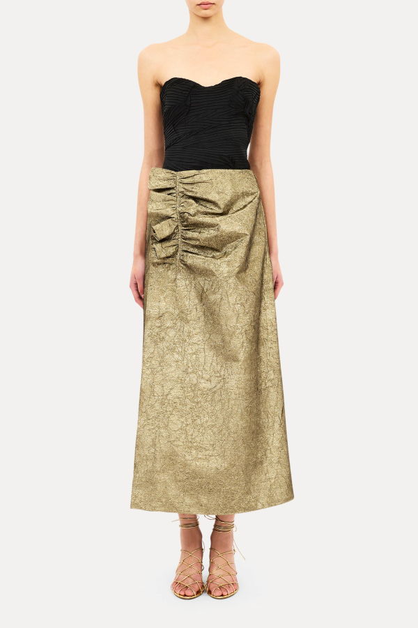 Ulla Johnson Ellis Taffeta Midi Skirt - Light Gold