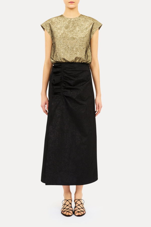 Ulla Johnson Gisella Taffeta Crop Top - Light Gold