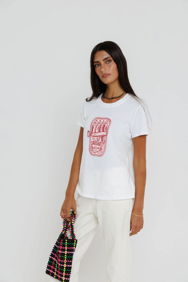 Sunny Somewhere Sardine Summer Femme Crew Tee