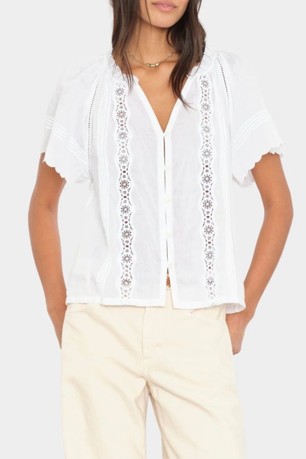 Xirena Bianca Cotton Short Sleeve Top - White