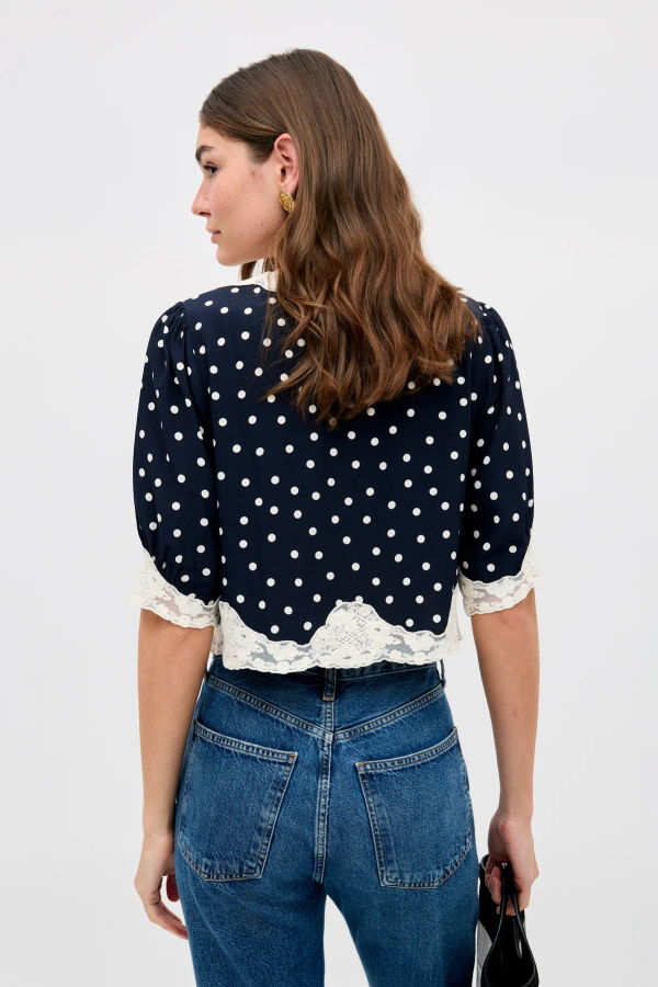 RIXO LONDON Ursula Top - Navy