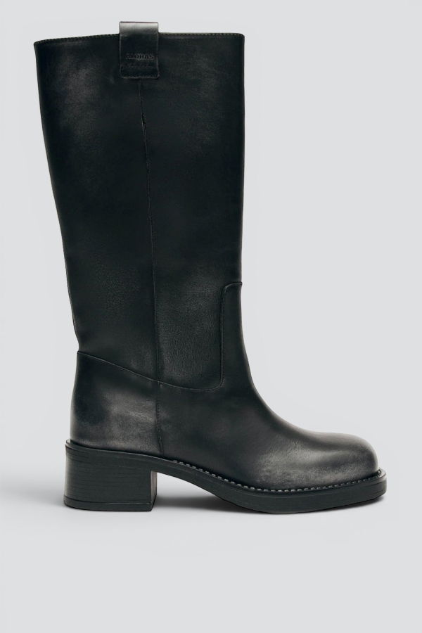 Alohas Vintage Effect Leather Sajan Boots - Black