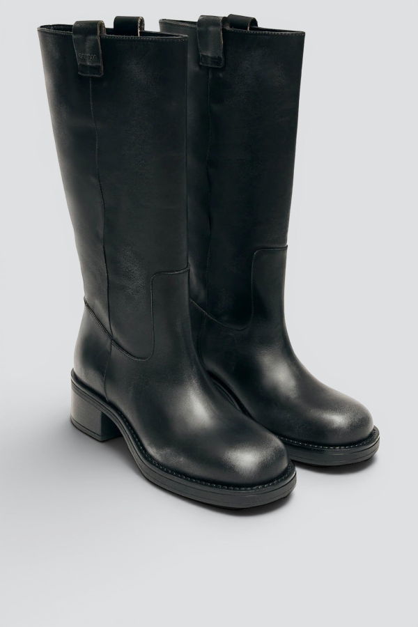 Alohas Vintage Effect Leather Sajan Boots - Black