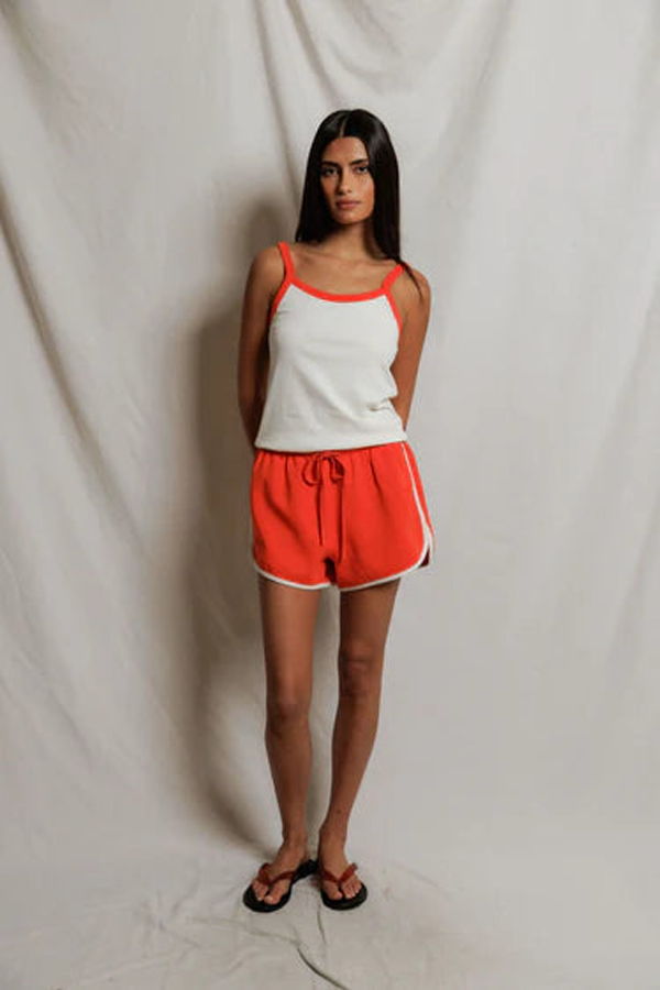 Perfect White Tee Cherry Cotton Jersey Ringer Tank
