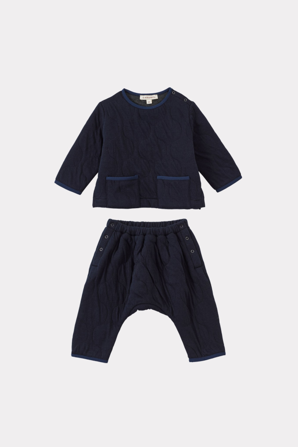 Caramel Crabapple Cotton Baby Set - Navy