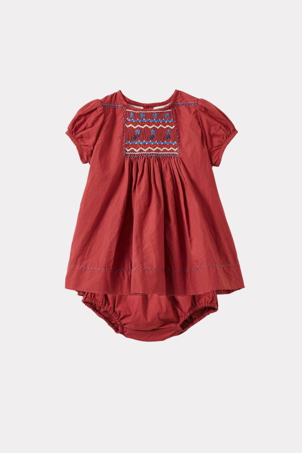KIDS Caramel Moringa Baby Dress and Bloomers Set - Red