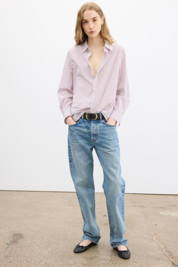 Nili Lotan Raphael Classic Shirt - Red/Blue Stripe