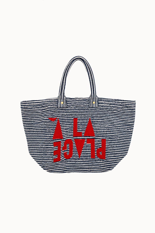 Clare V. La Plage Tote - Deep Dive/Cream Stripe w/ Maraschino À la Plage