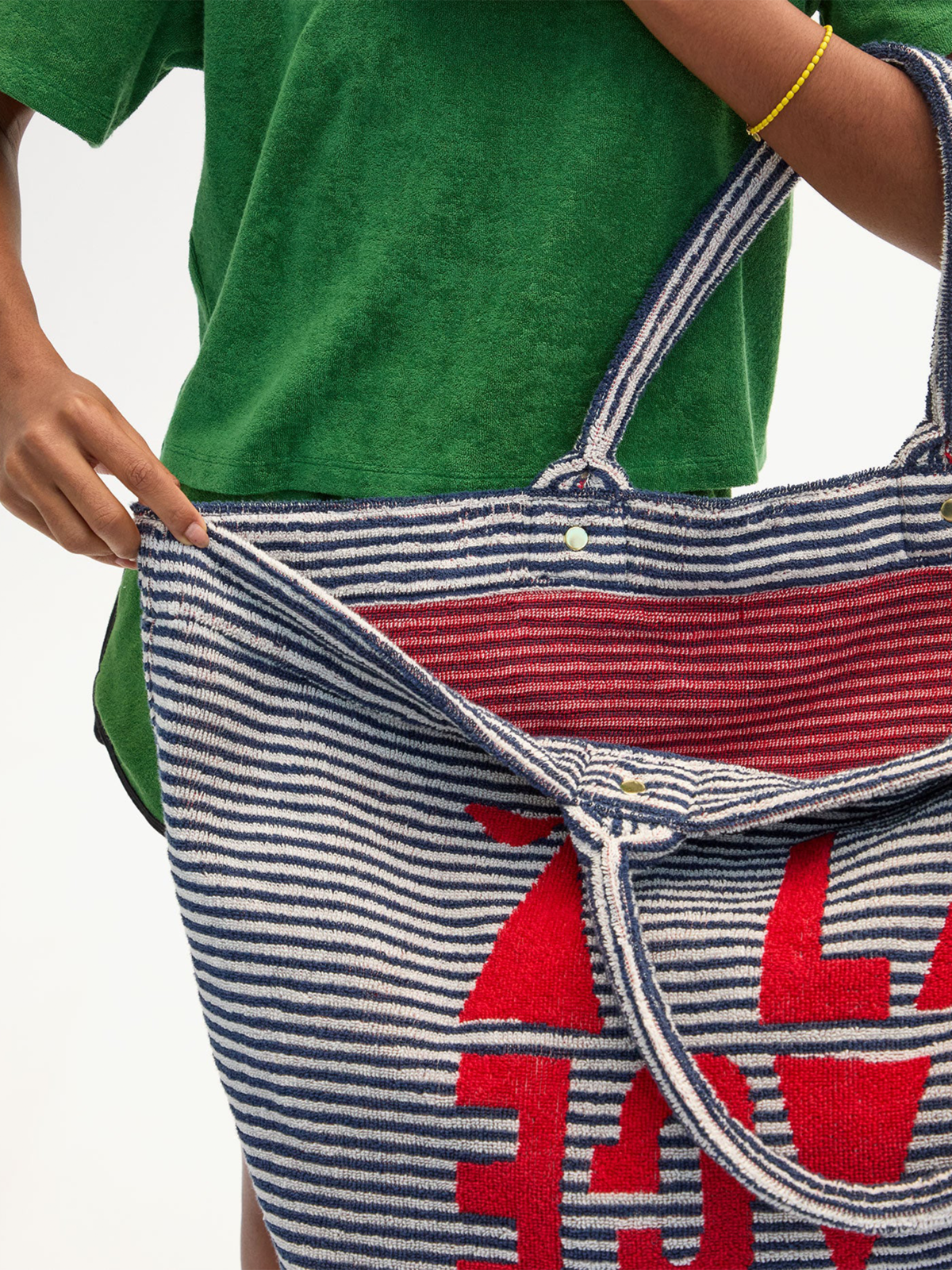 Clare V. La Plage Tote - Deep Dive/Cream Stripe w/ Maraschino À la Plage - Image 3 of 4