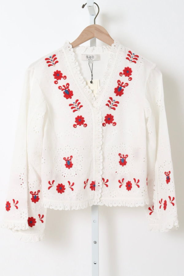 Sea NY Catharina Embroidered Long Sleeve Top