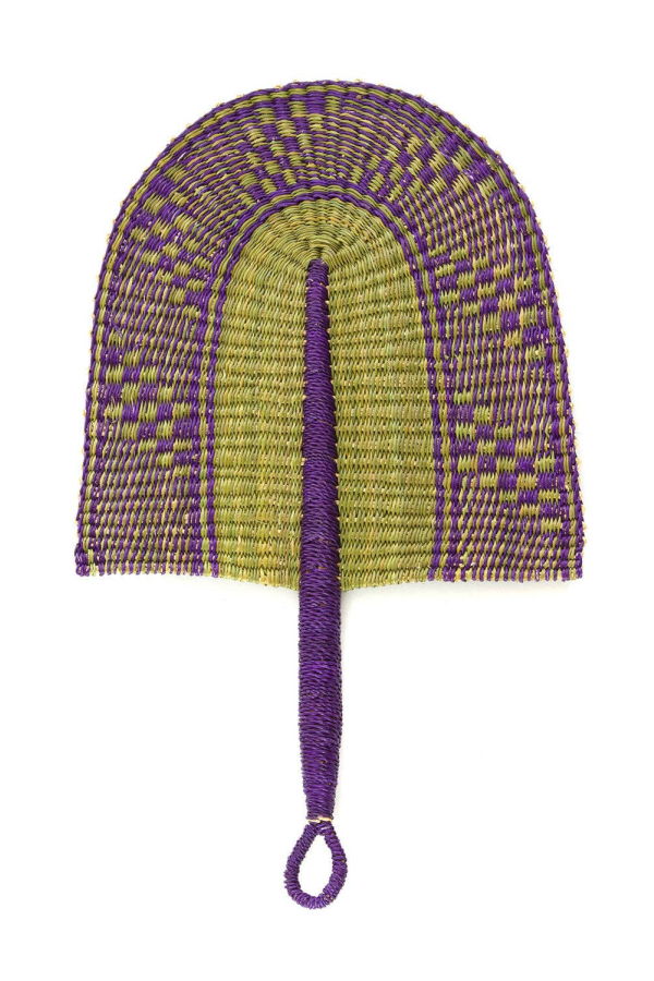 African Modern African Violet Veta Vera Hand Fan Woven Wall Art