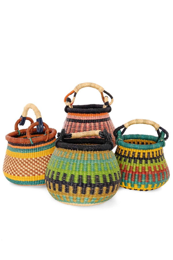 African Modern Assorted Petite Ghanaian Kettle Basket