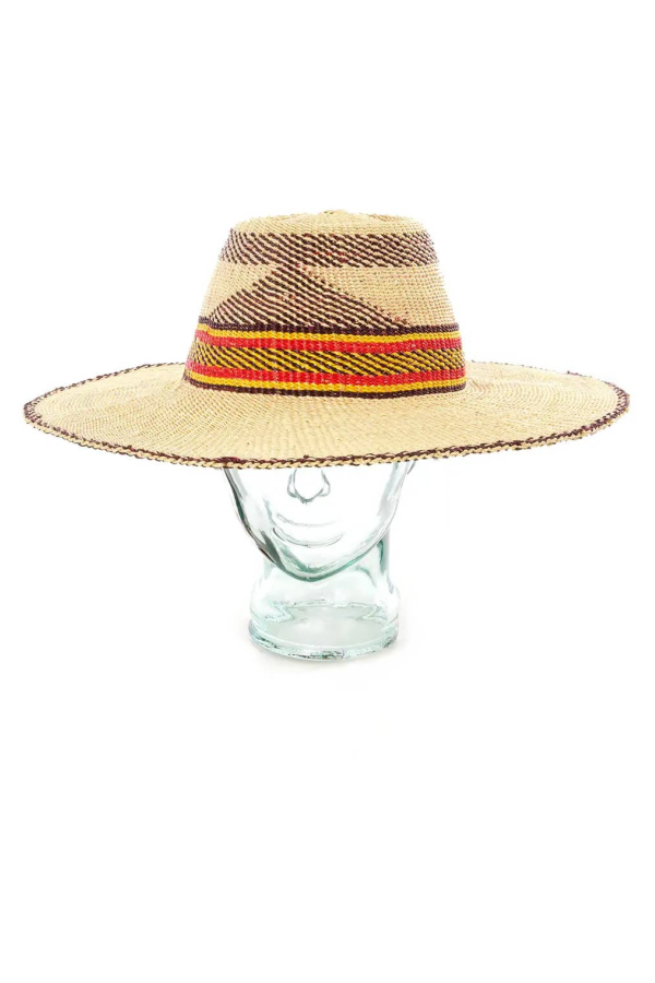 African Modern Ghanaian Straw Sun Hat Assorted Designs No Strap