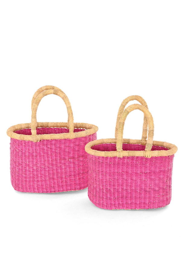 African Modern Set of Two Nesting Tote Baskets