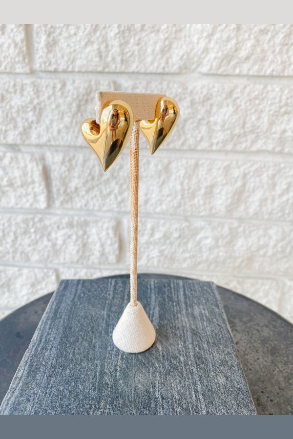 Jenny Bird Art Heart Puff Earrings - Gold