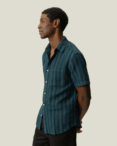 Sage Nation Chisholm Shirt - Navy / Cornflower Stripe | Garmentory