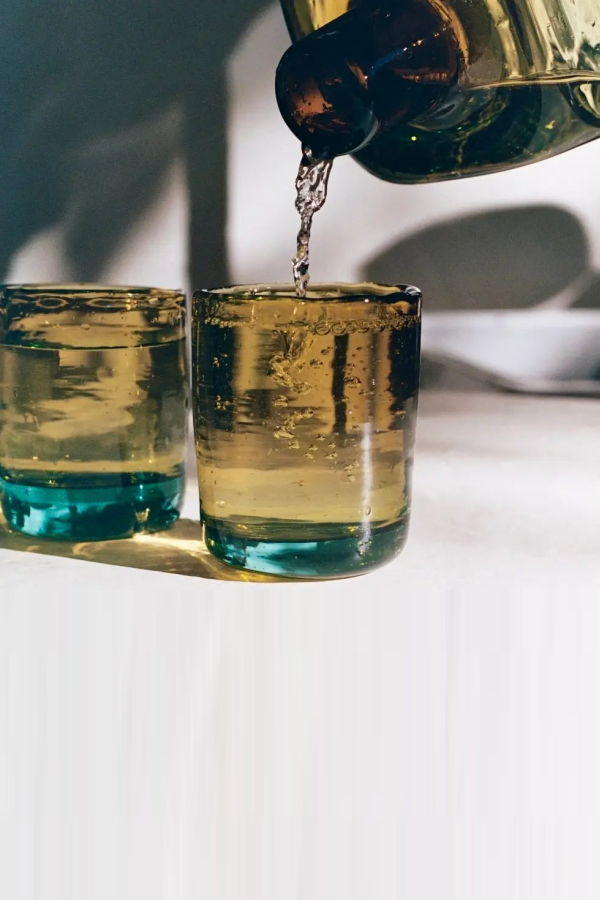 Magda Made Bedside Recycled Glass Carafe and Glass Set - Amber