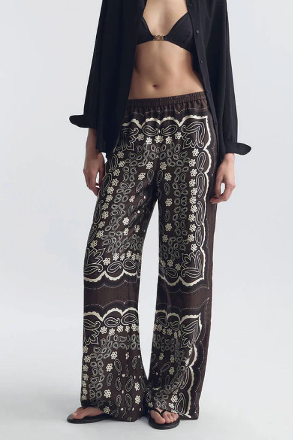 Nili Lotan Morgan Pant - Brown/Ivory Bandana Print