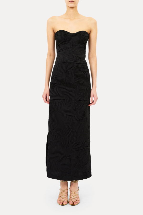 Ulla Johnson Heleen Satin Cropped Bustier Top - Noir