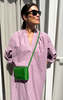 Two Grid Two Pocket Caftan - Mauve - Thumbnail 1