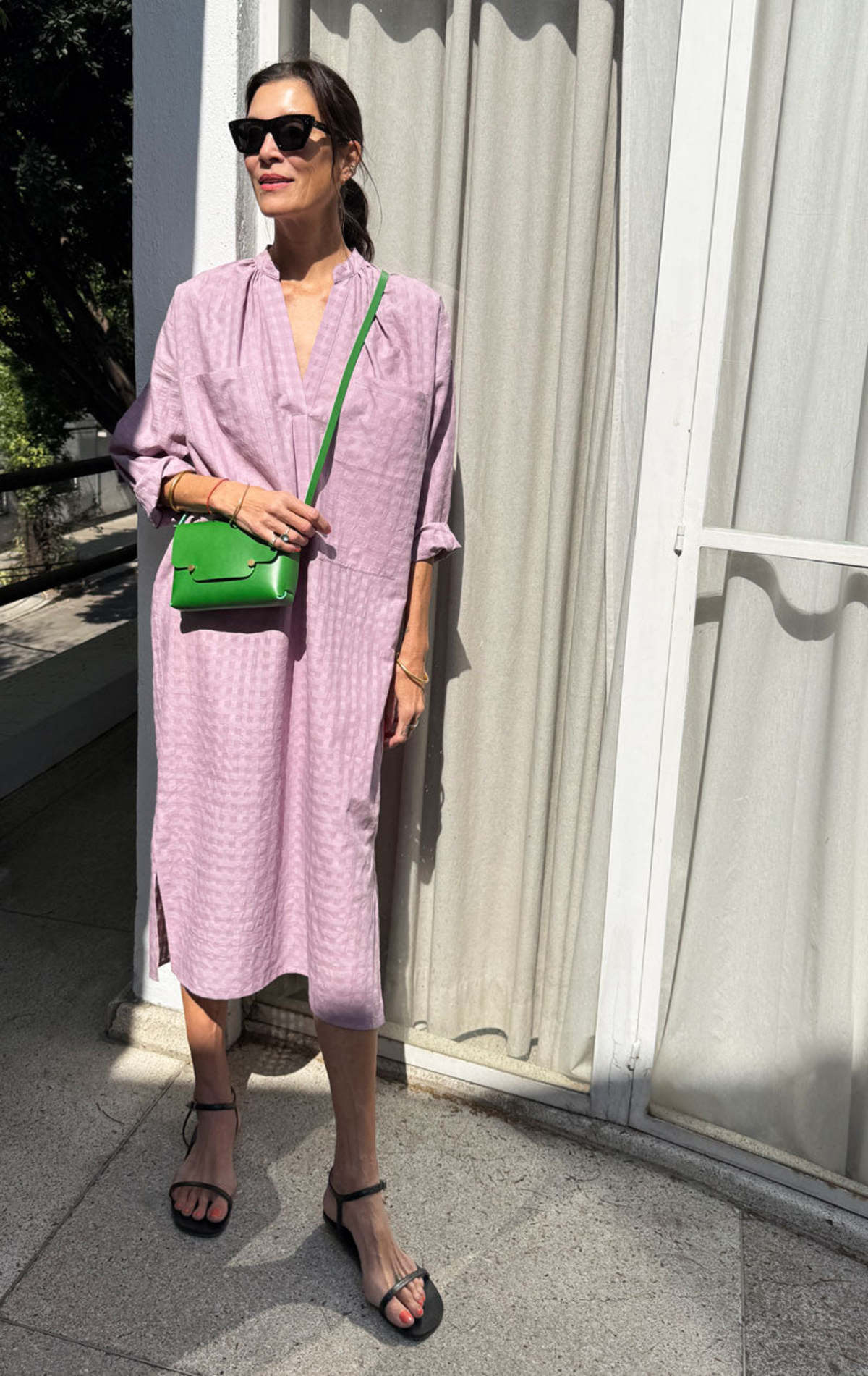 Two Grid Two Pocket Caftan - Mauve - Image 2 of 4