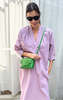 Two Grid Two Pocket Caftan - Mauve - Thumbnail 4