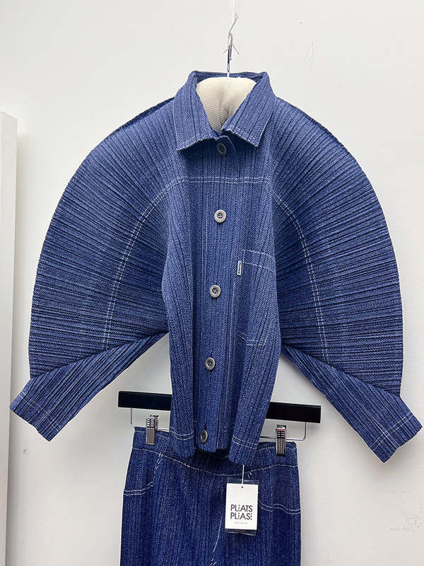 Issey Miyake Cotton Denim Jacket - Navy | Garmentory
