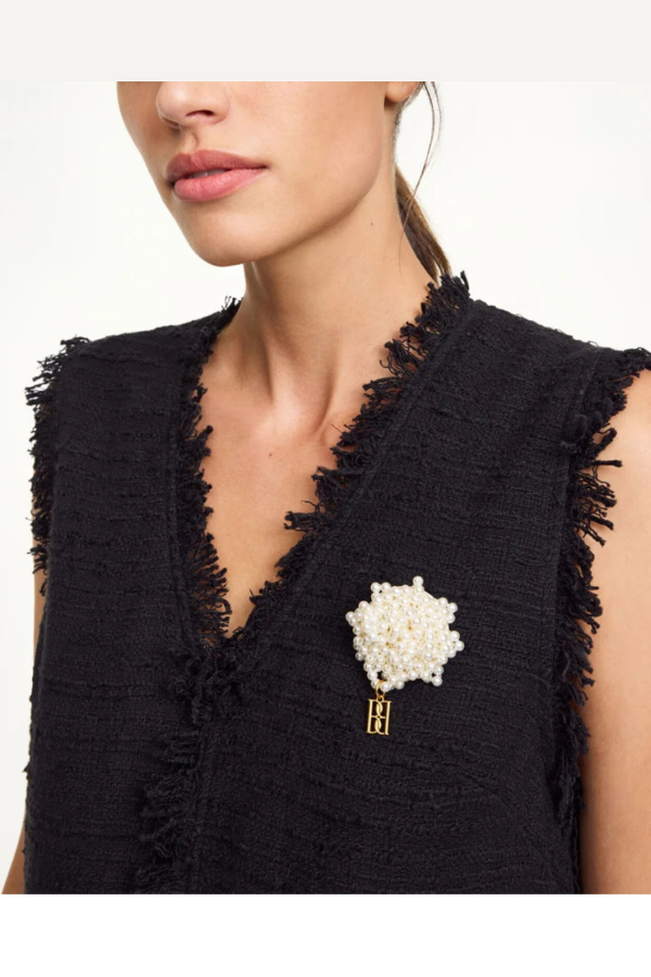 By Malene Birger Helea Monogram Brooch - Soft White