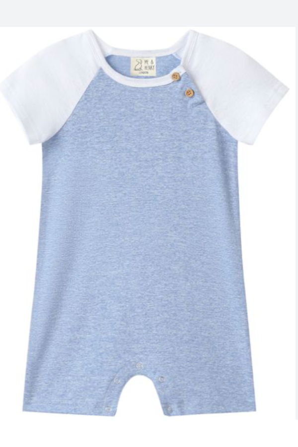 KIDS Me & Henry Afloat Raglan Romper - Heathered Chambray