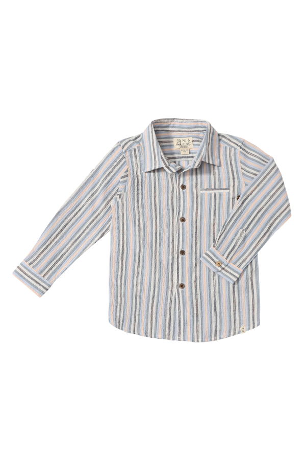 KIDS Me & Henry Atwood Woven Shirt - Blue/Peach Stripe
