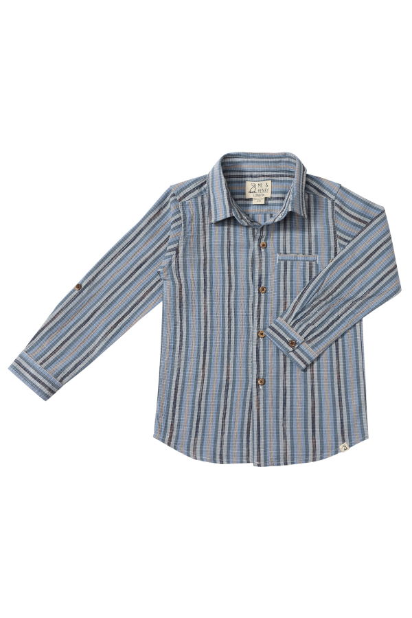 KIDS Me & Henry Atwood Multi Stripe Woven Shirt - Navy