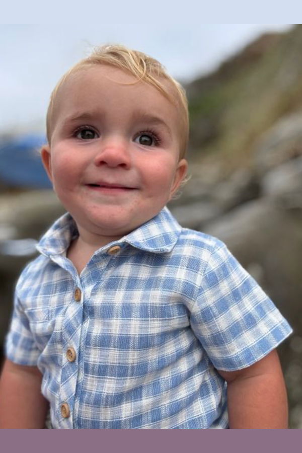 KIDS Me & Henry Helford Woven Onesie - Blue/White Plaid