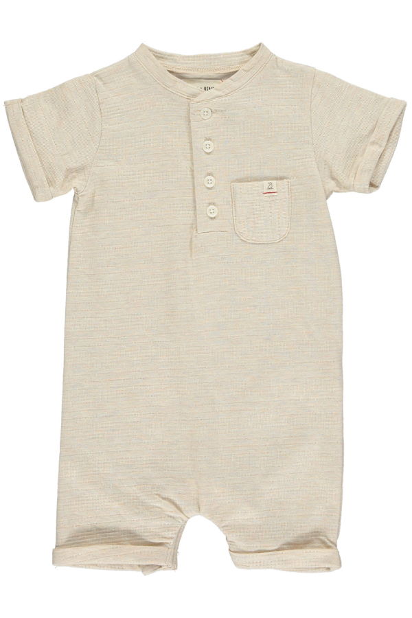 KIDS Me and Henry Camborne Ribbed Henley Romper - Beige