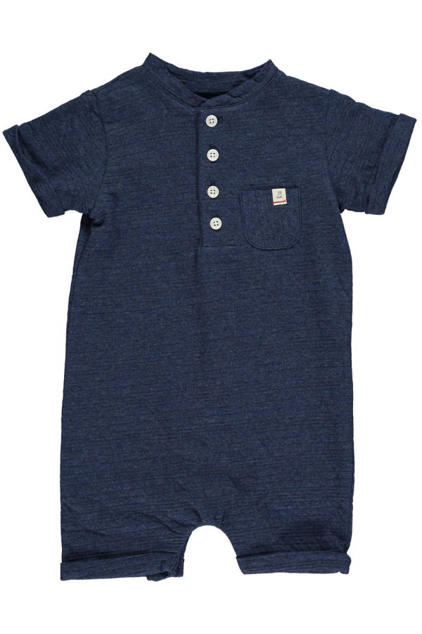 KIDS Me and Henry Camborne Ribbed Henley Romper - Navy