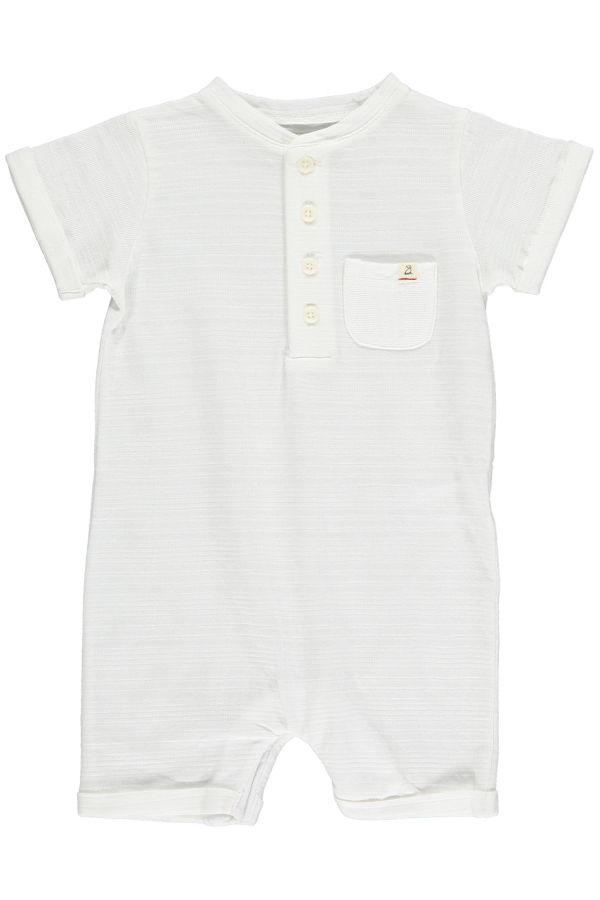 KIDS Me and Henry Camborne Ribbed Henley Romper - White