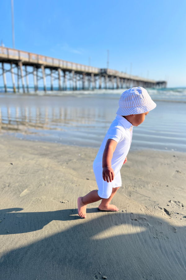 KIDS Me and Henry Camborne Ribbed Henley Romper - White
