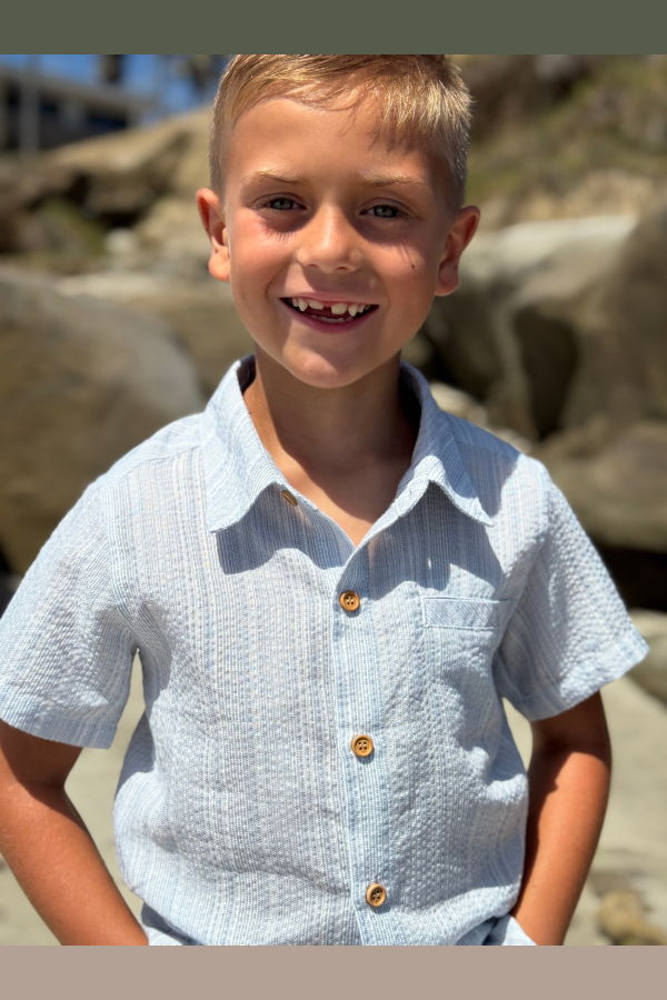 KIDS Me and Henry Textured Newport Woven Shirt - Chambray
