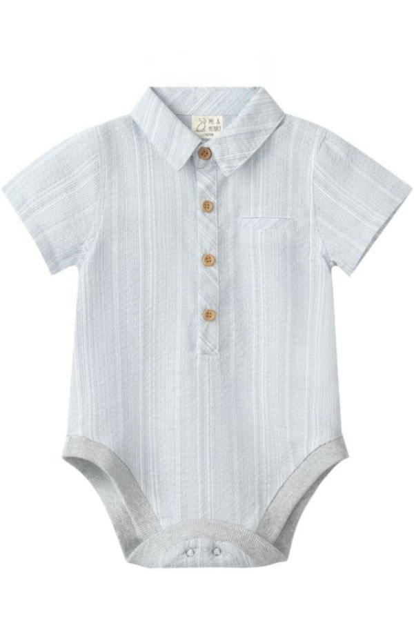 KIDS Me & Henry Textured Stripe Helford Woven Onesie - Chambray