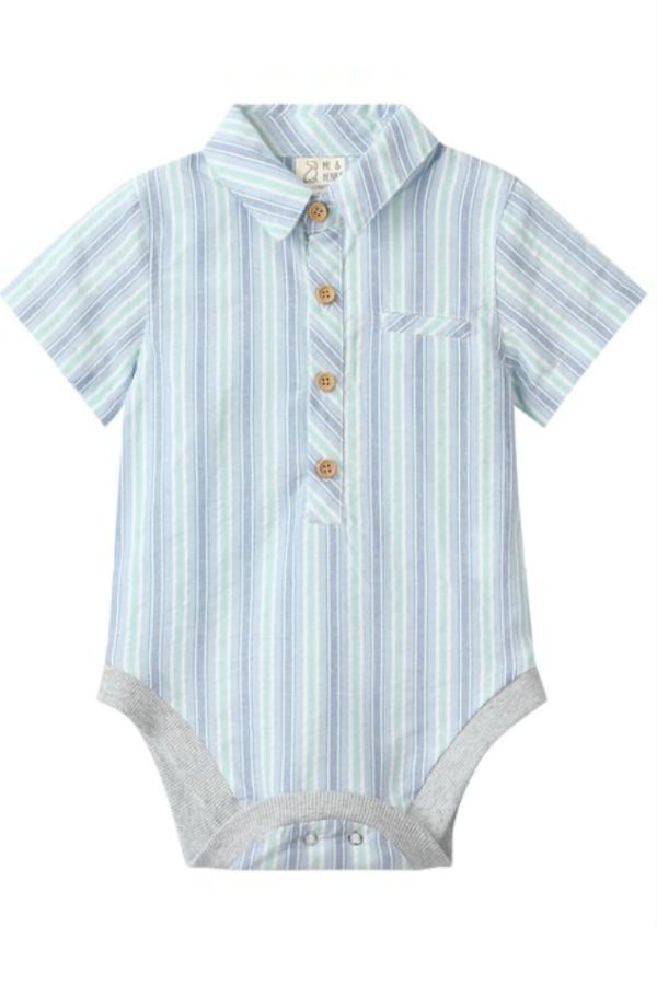 KIDS Me & Henry Helford Stripe Woven Onesie