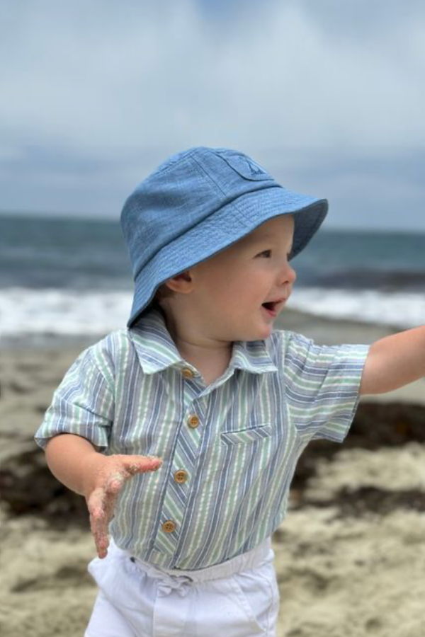 KIDS Me & Henry Helford Stripe Woven Onesie