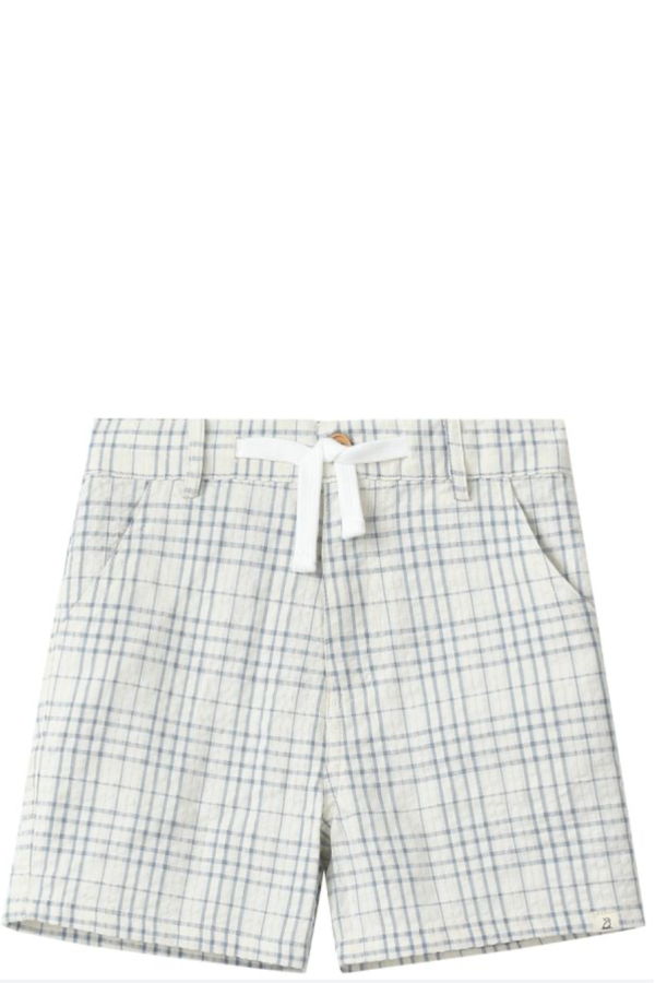 KIDS Me and Henry Crew Plaid Woven Shorts - Chambray/Cream