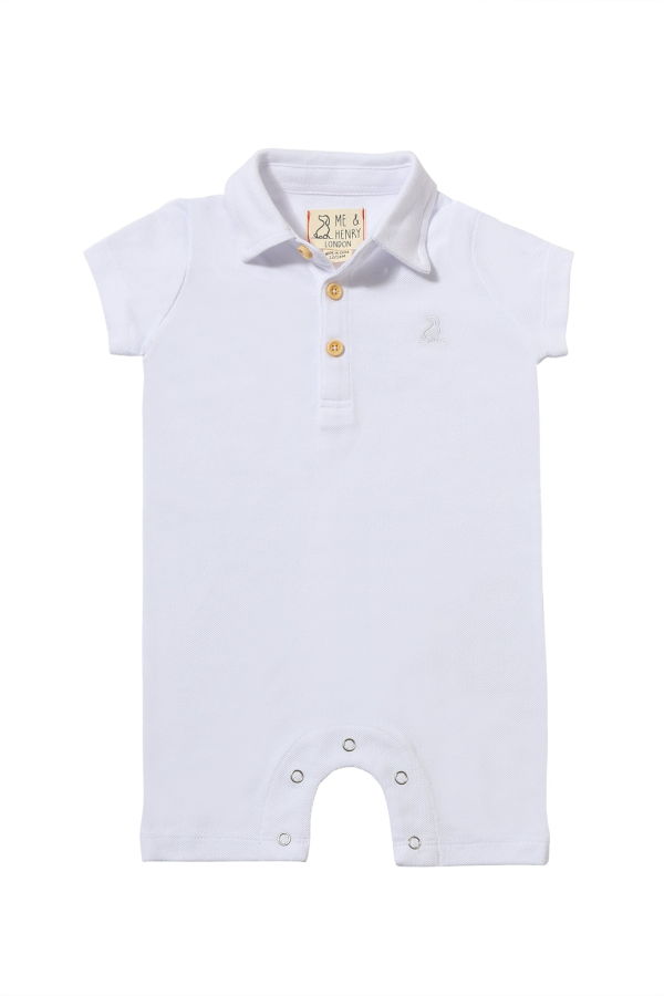 KIDS Me & Henry Drift White Pique Polo Romper