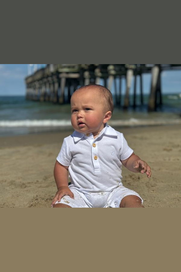 KIDS Me & Henry Drift White Pique Polo Romper