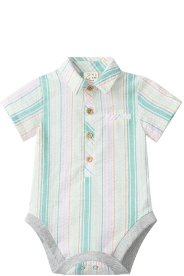 KIDS Me & Henry Helford Stripe Woven Onesie