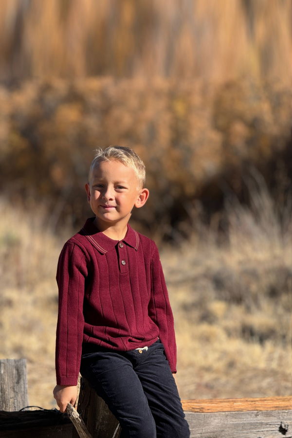 KIDS Me & Henry Jayden Knitted Polo - Burgundy